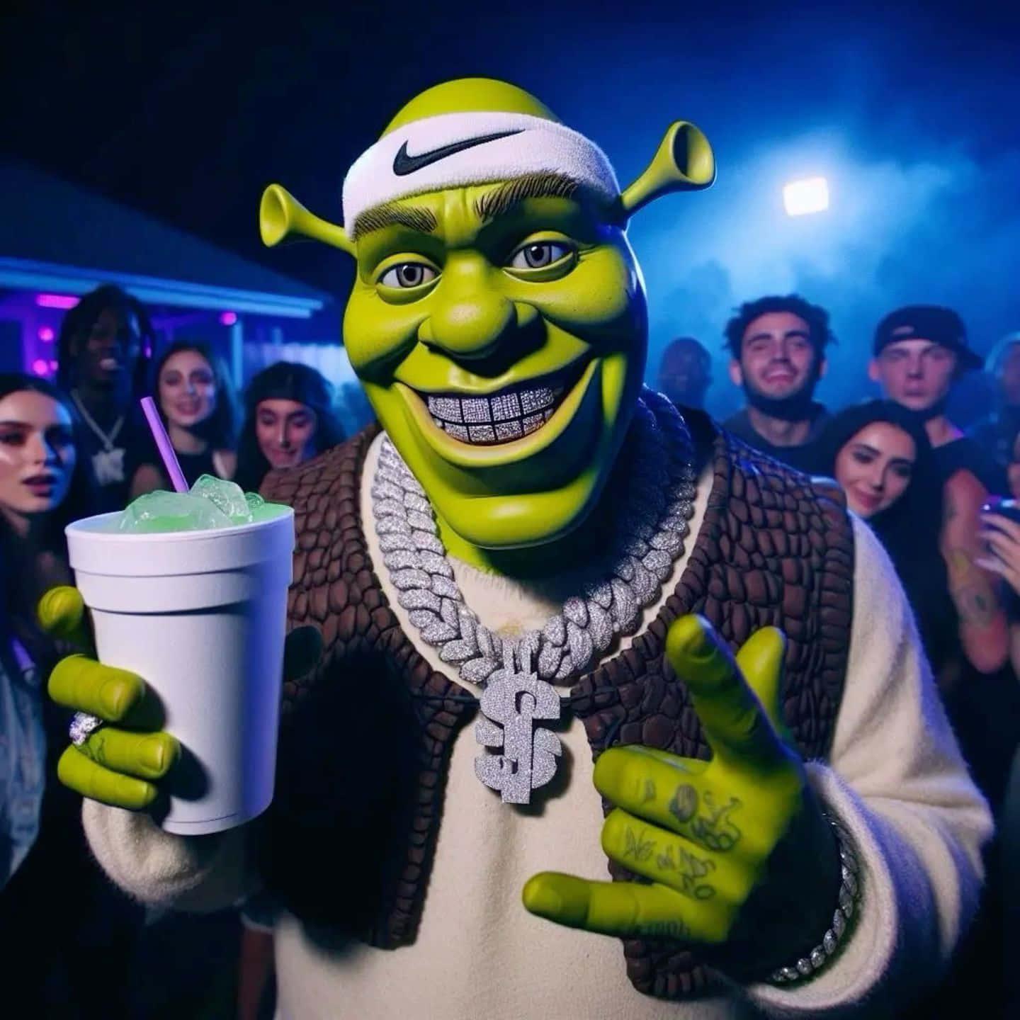 Hip Hop Shrek Club Scene Wallpaper