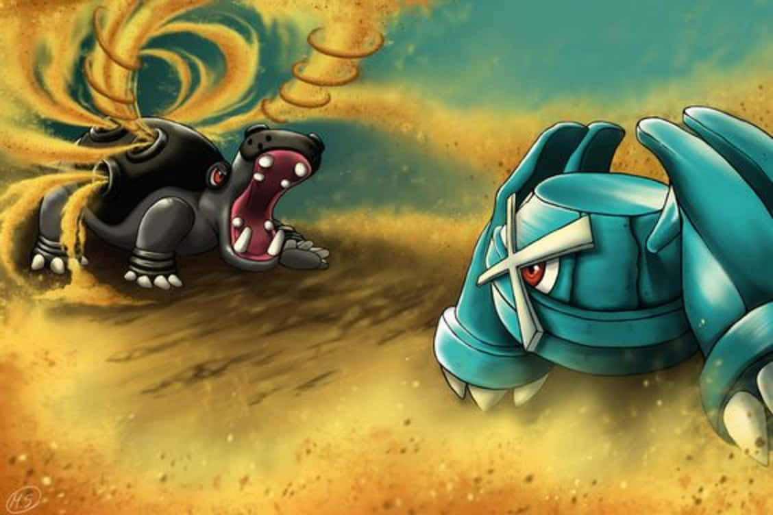 Hippowdon Versus Metagross Wallpaper