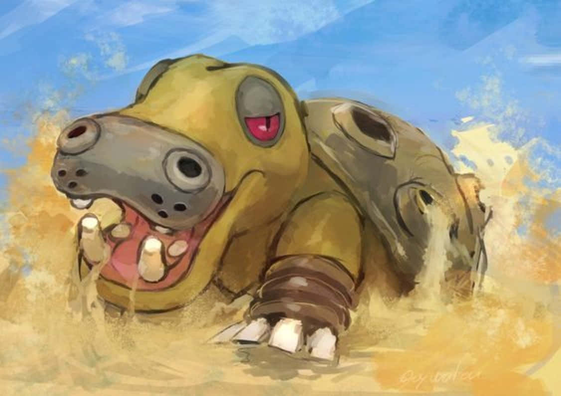 Hippowdon Wallowing On The Ground Wallpaper