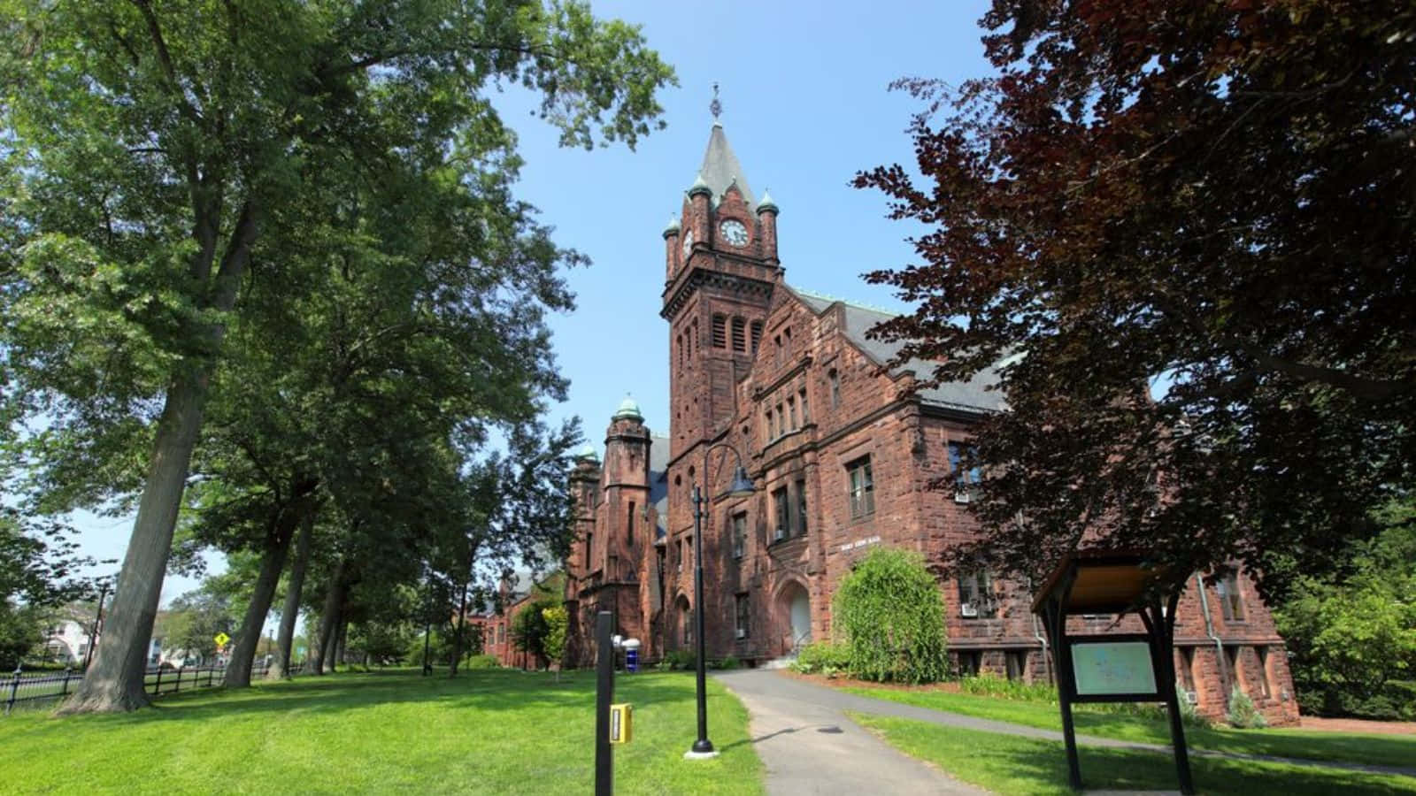 Historic College Building Summer Day Wallpaper