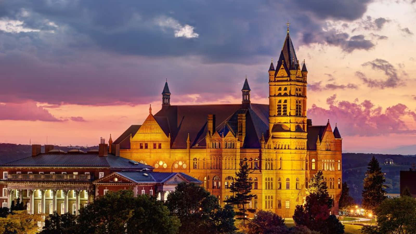 Historic College Buildingat Sunset Wallpaper