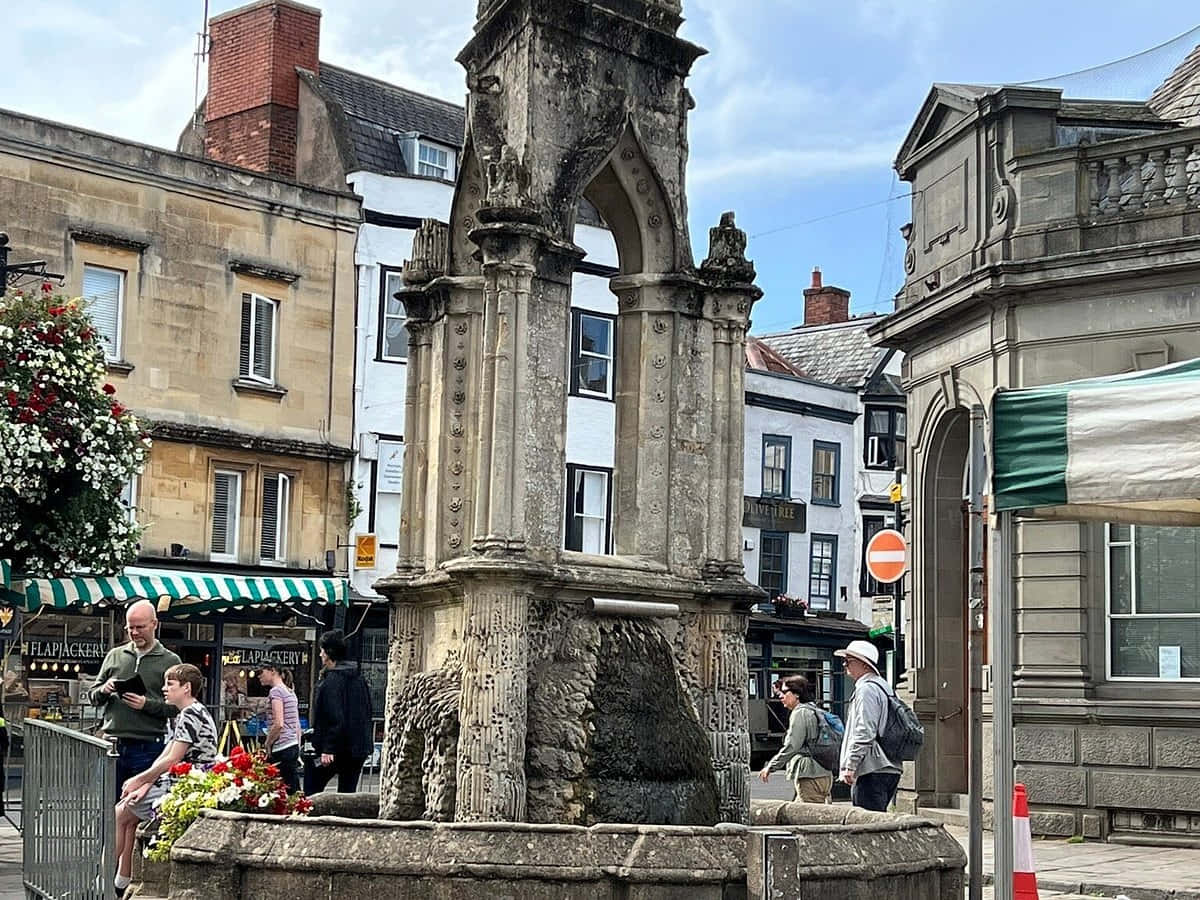 Historic Marketplace Fountain Wells U K Wallpaper