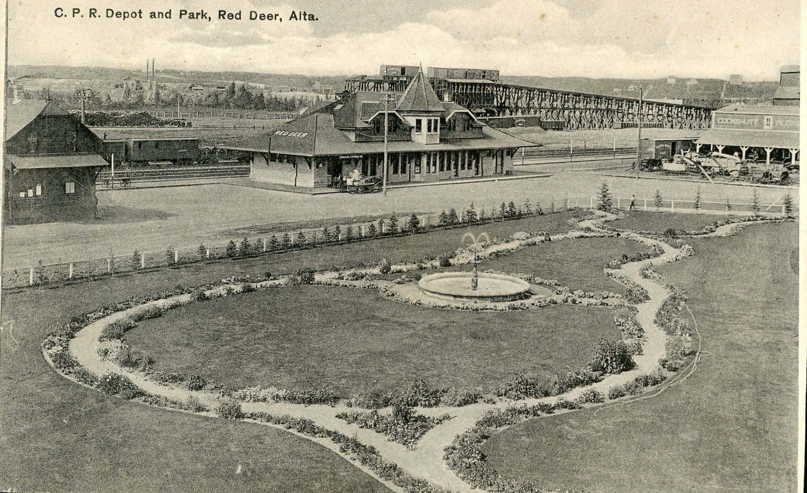 Historic Red Deer Train Depotand Park Wallpaper