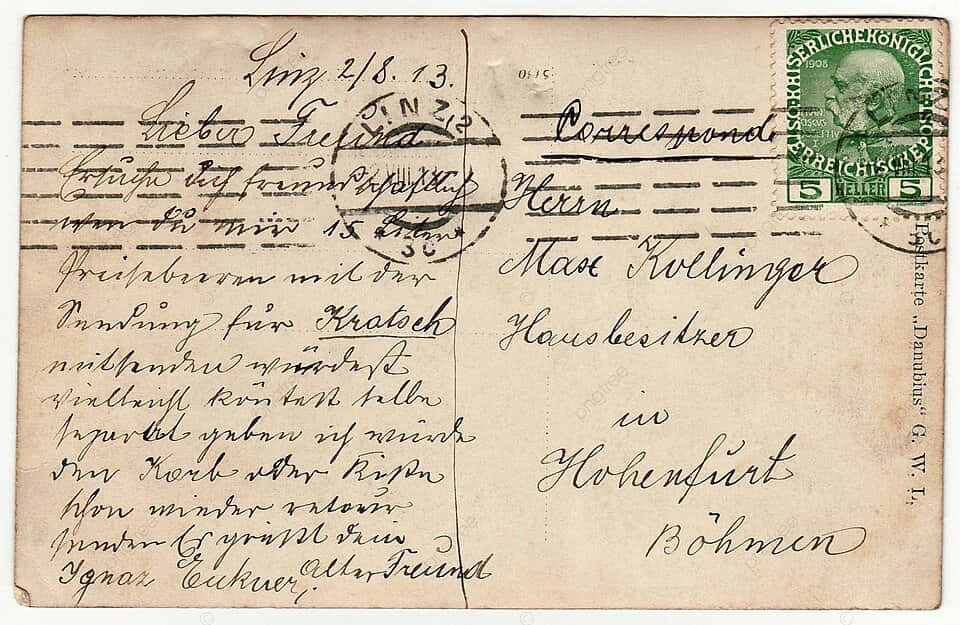 Historical Handwritten Postcard1913 Wallpaper