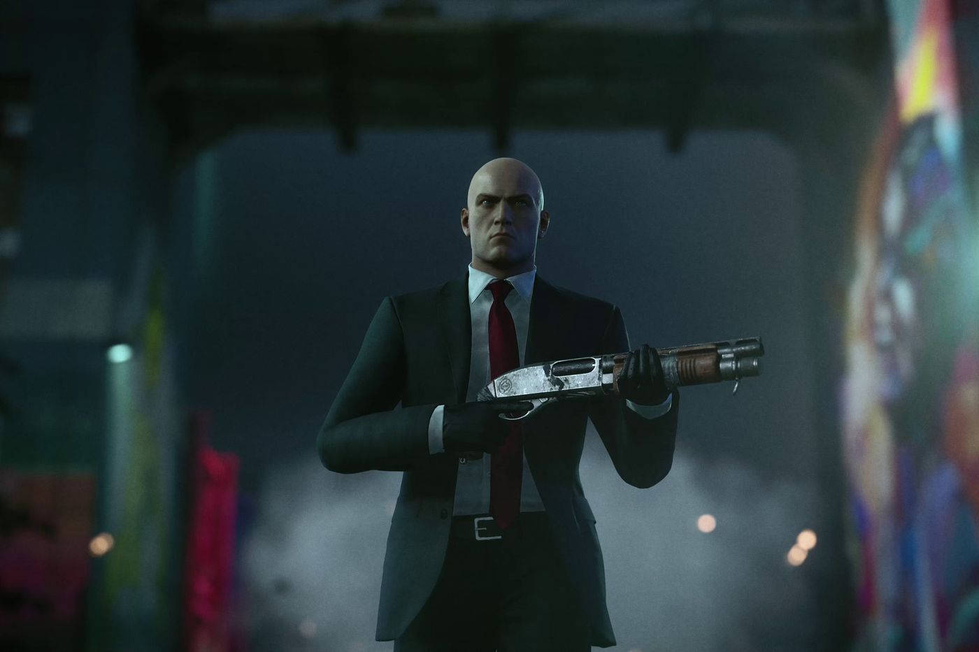 Hitman 2018 Agent 47 Cocking A Shotgun Wallpaper