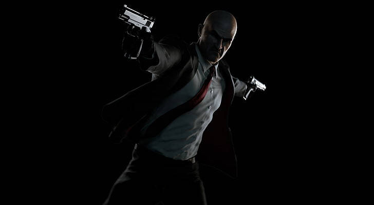 Hitman 2018 Agent Pointing Gun Both Sides Wallpaper