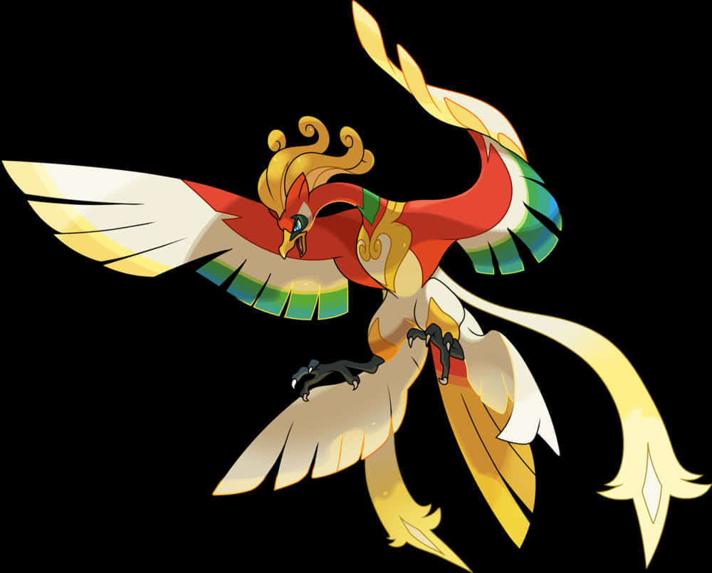 Ho-oh Against White Background Wallpaper