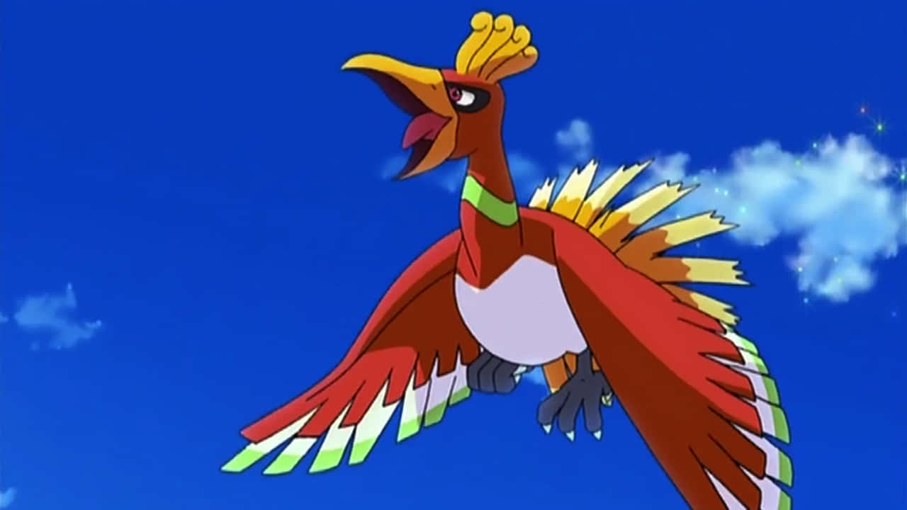 Ho-oh Flying In Blue Sky Wallpaper