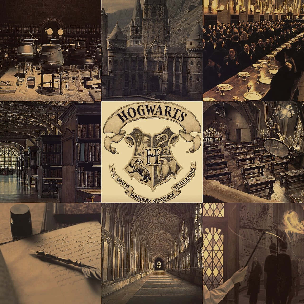 Hogwarts Academia Aesthetic Collage Wallpaper