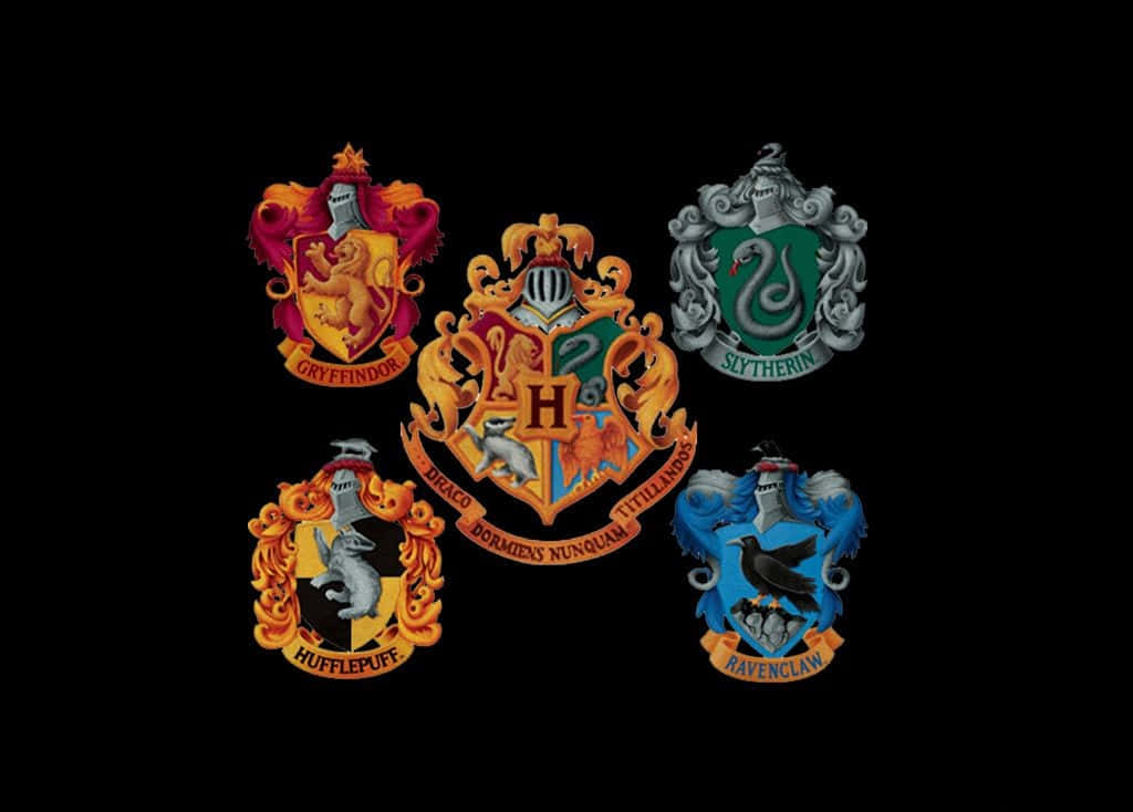 Hogwarts School Crest - Emblem Of The Four Houses Wallpaper