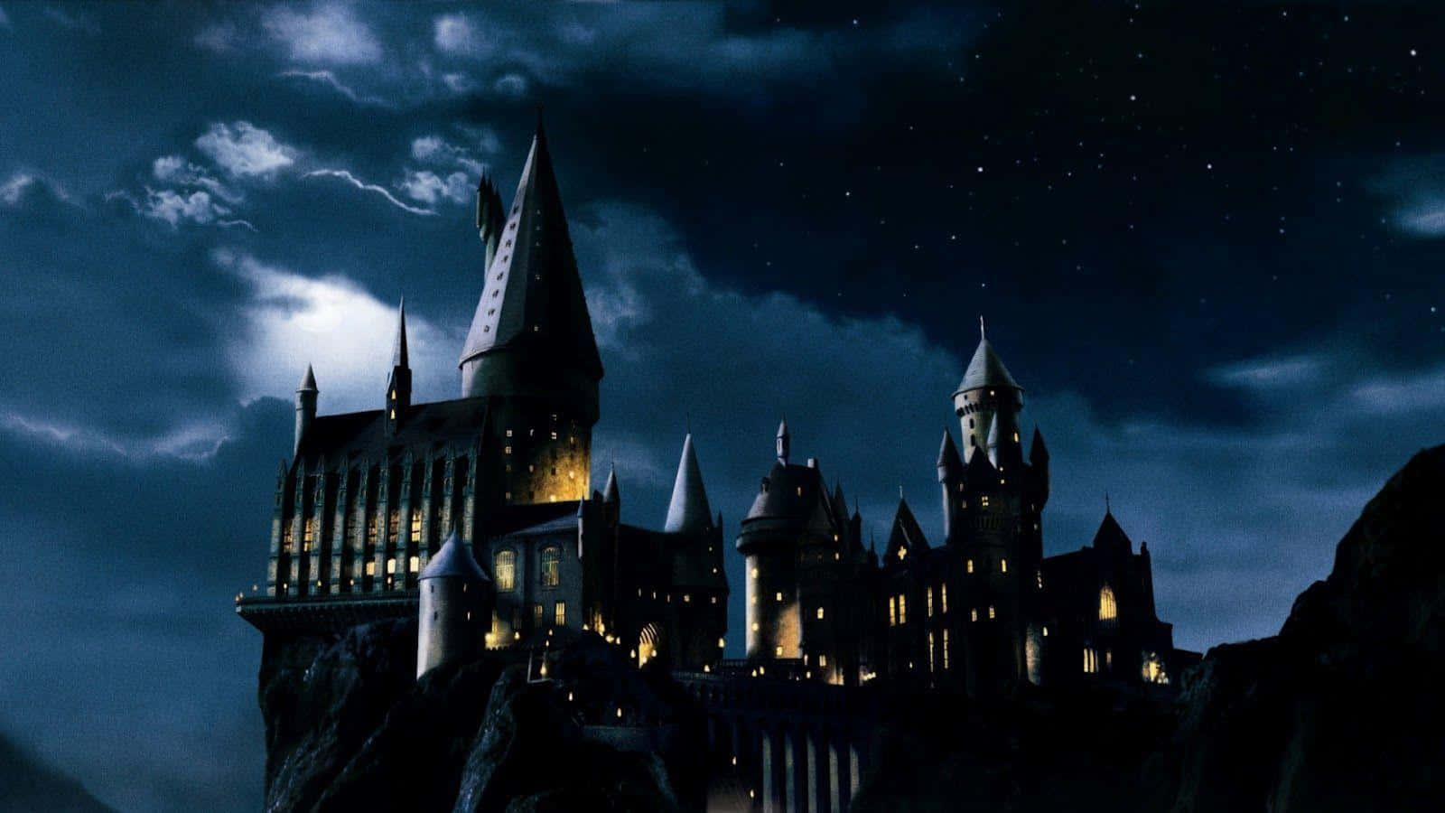 Hogwarts Under Dark Sky Desktop Wallpaper