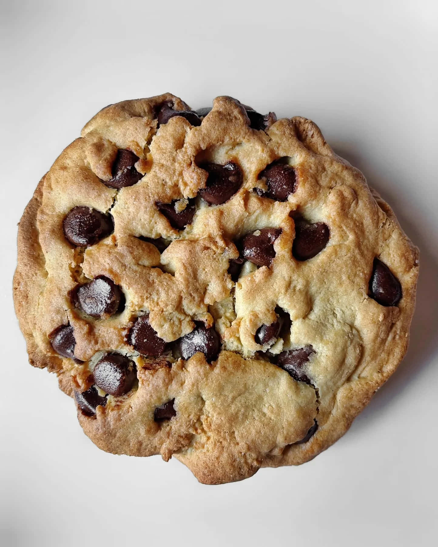 Homemade Chocolate Chip Cookie Top View Wallpaper