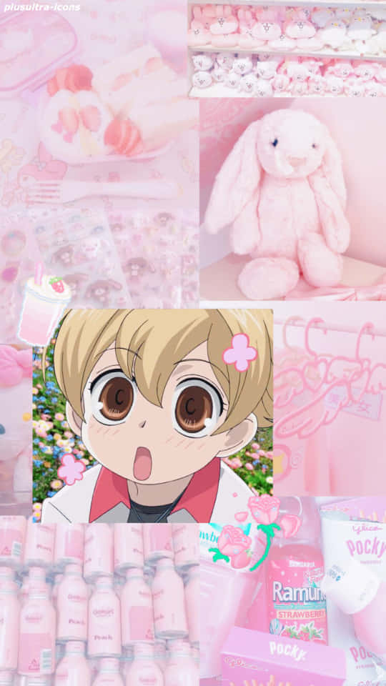 Honey Senpai Collage Pink Aesthetic Wallpaper