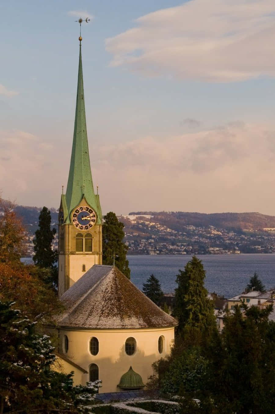 Horgen Church Lake Zurich View Wallpaper