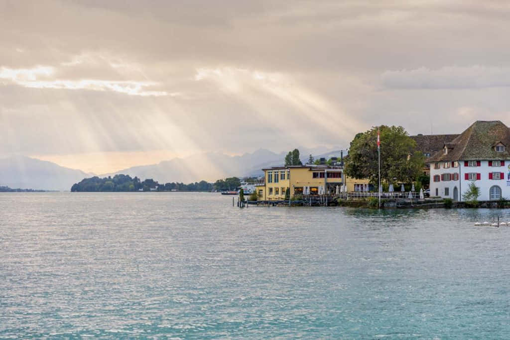 Horgen Lake Zurich Sunbeams Wallpaper