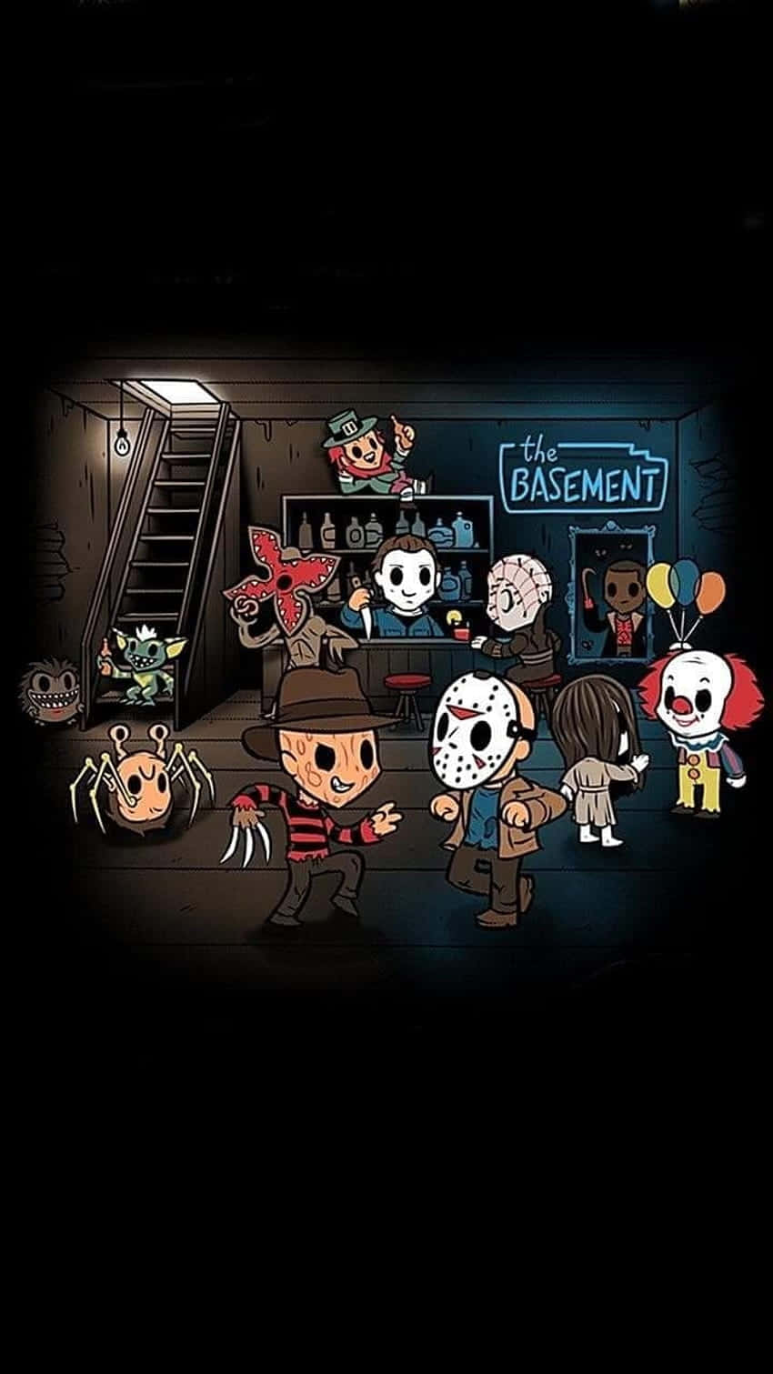 Horror Icons Cartoon Gathering Wallpaper