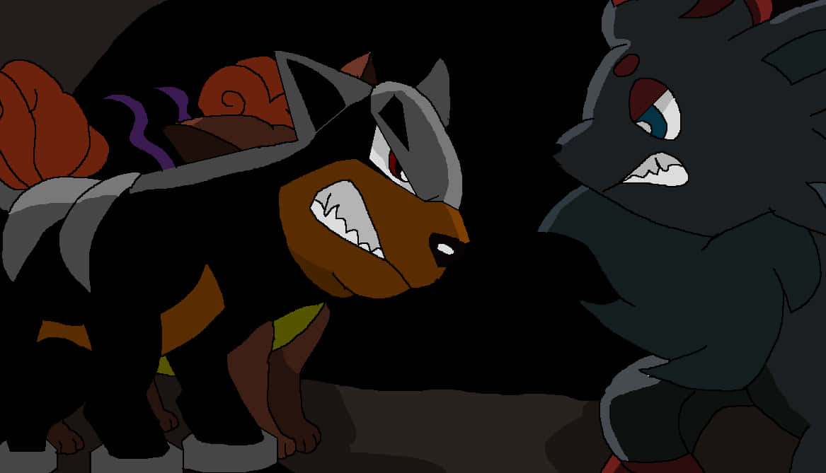 Houndour Ready To Fight Zorua Wallpaper