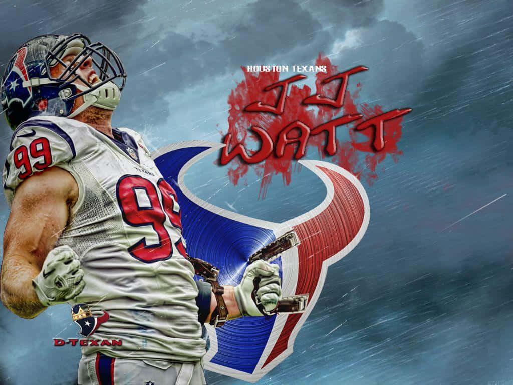 Houston Texans Superstar J.j. Watt In Action. Wallpaper