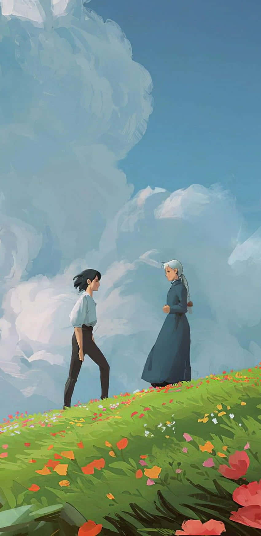 Howl And Sophie Studio Ghibli Phone Wallpaper