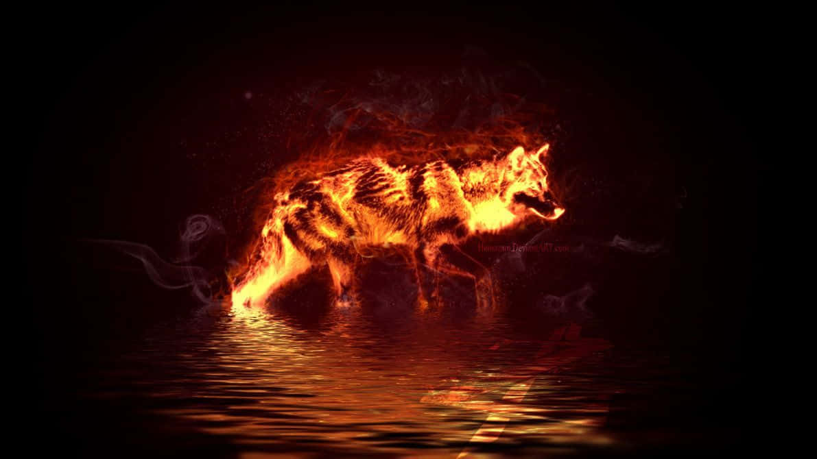 Howl Of The Fire Wolf Wallpaper