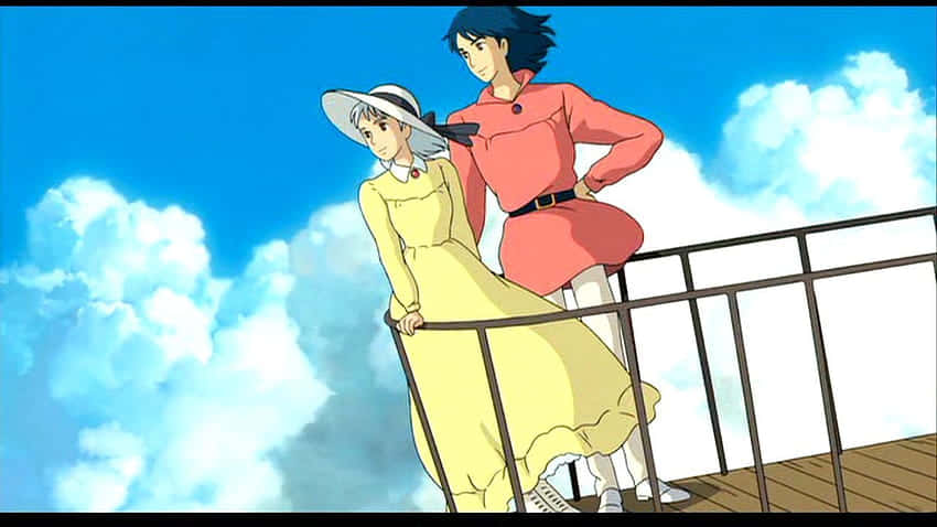 Howls Moving Castle Sophieand Howlon Balcony Wallpaper