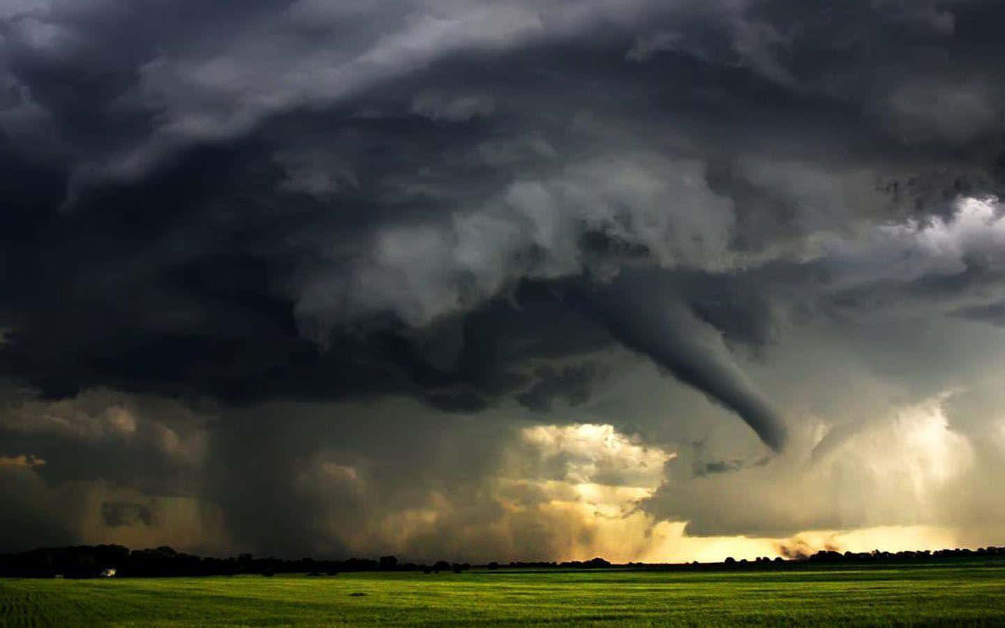 Huge Tornado Open Field Wallpaper