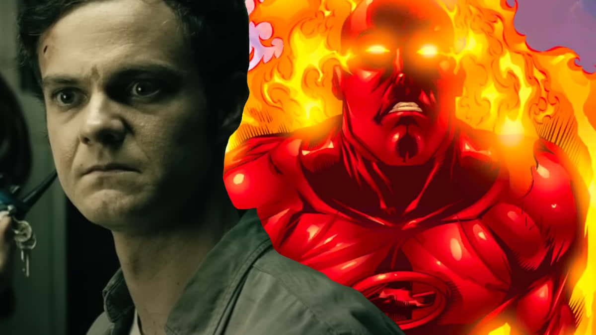 Human Torch Transformation Split View Wallpaper