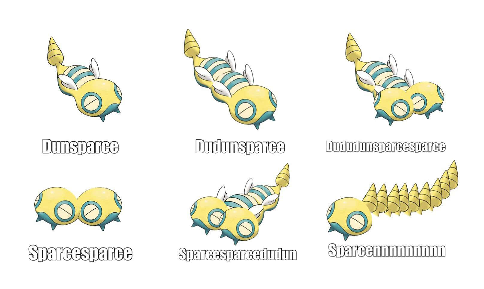 Humorous Dunsparce Variations In Pokemon Illustration Wallpaper