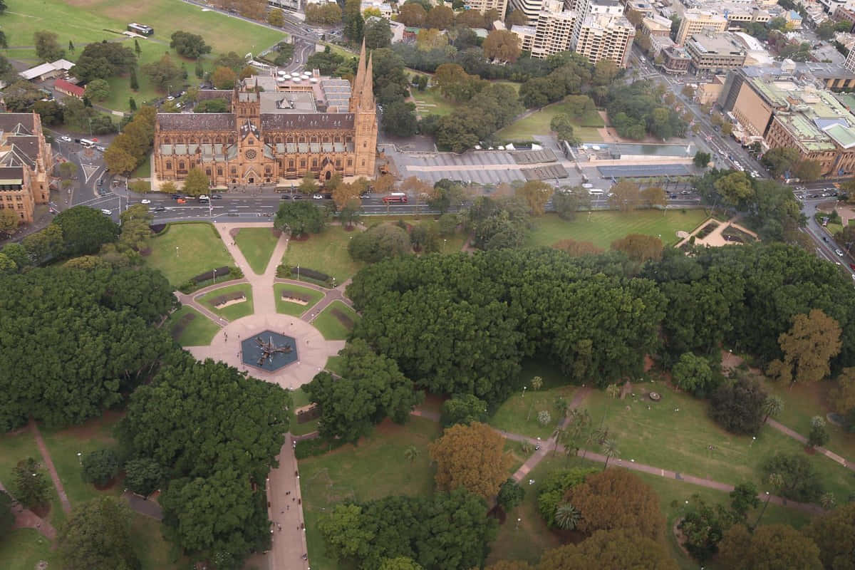 Hyde Park Sydney Aerial View Wallpaper