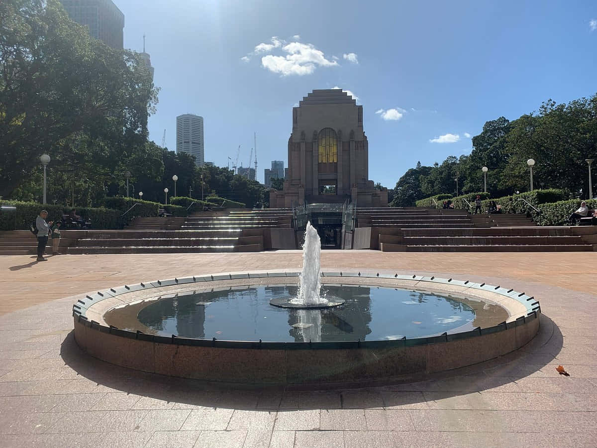 Hyde Park Sydney Fountainand War Memorial Wallpaper