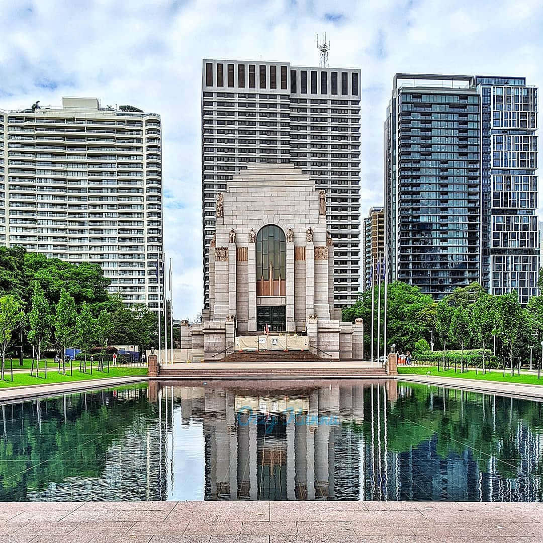 Hyde Park Sydney War Memorial Reflection Wallpaper