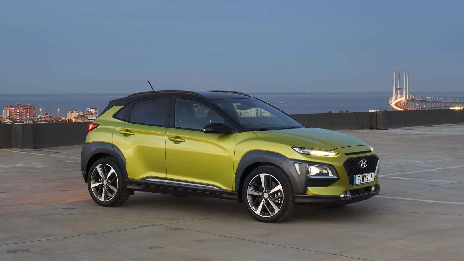 Hyundai Kona On A Scenic Road Wallpaper