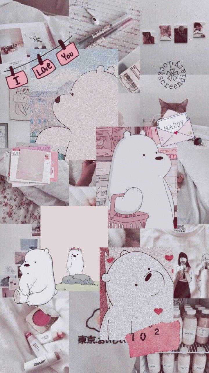 Ice Bear We Bare Bears Collage Aesthetic Wallpaper