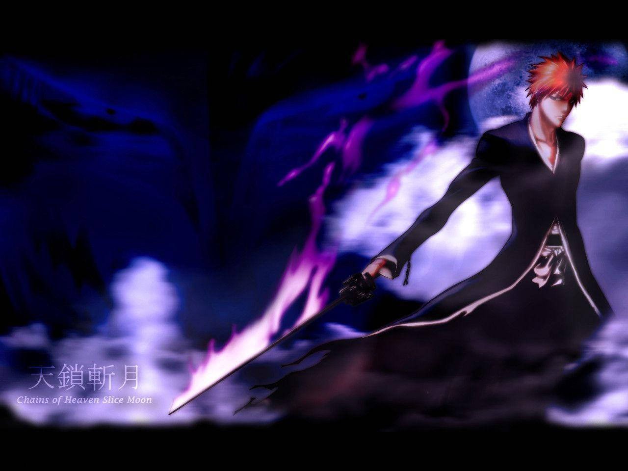 Ichigo Purple Flame Bankai Wallpaper