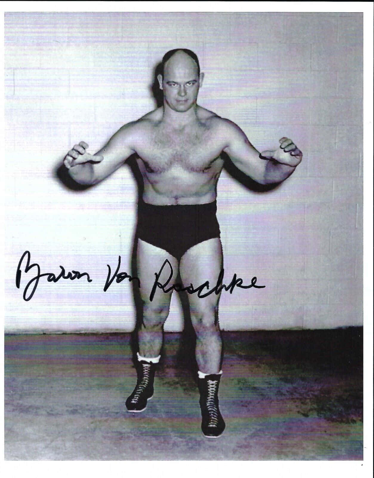 Iconic Black And White Portrait Of Wrestler Baron Von Raschke Wallpaper