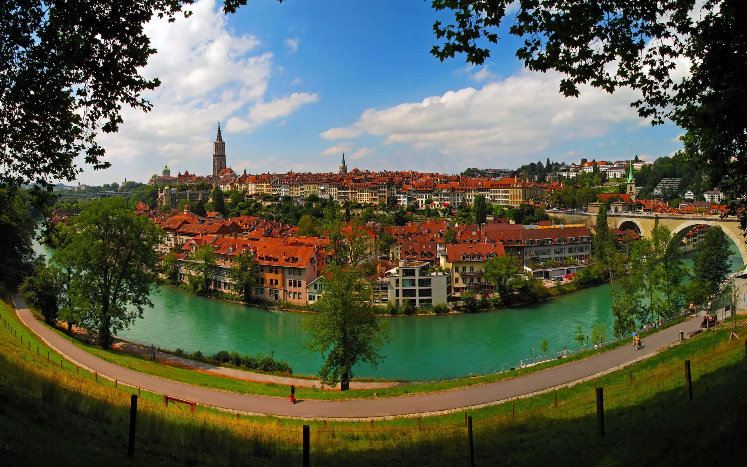 Iconic Clock Tower In Old Bern, Switzerland Wallpaper