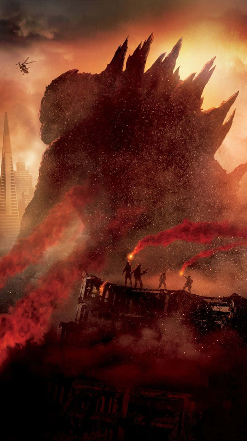 Iconic Godzilla 2014 Roaring In The City Wallpaper