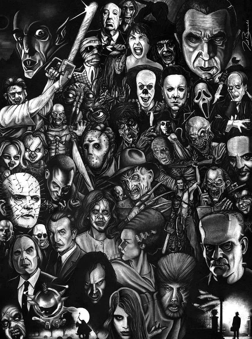 Iconic Horror Movie Collage Wallpaper