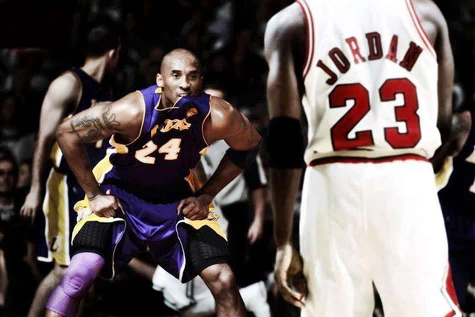 Iconic Nba Rivals Michael Jordan And Kobe Bryant Wallpaper