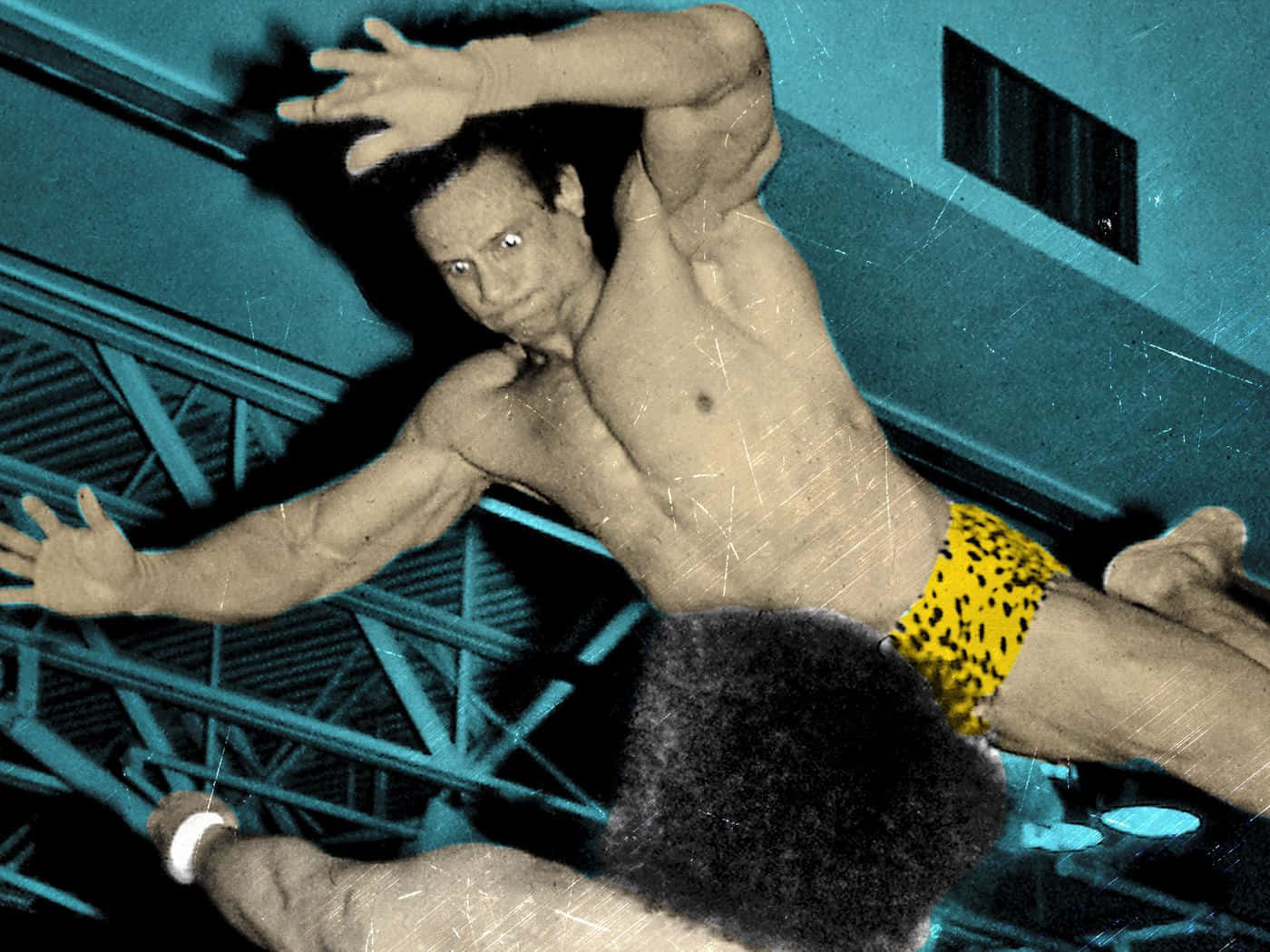 Iconic Shot Of Jimmy Snuka Performing Superfly Leap Wallpaper