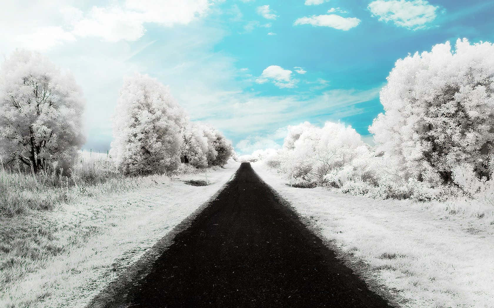 Icy Road During Winter Season Wallpaper