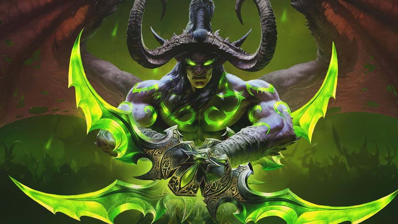 Illidan Stormrage Glowing Eyesand Warglaives Wallpaper