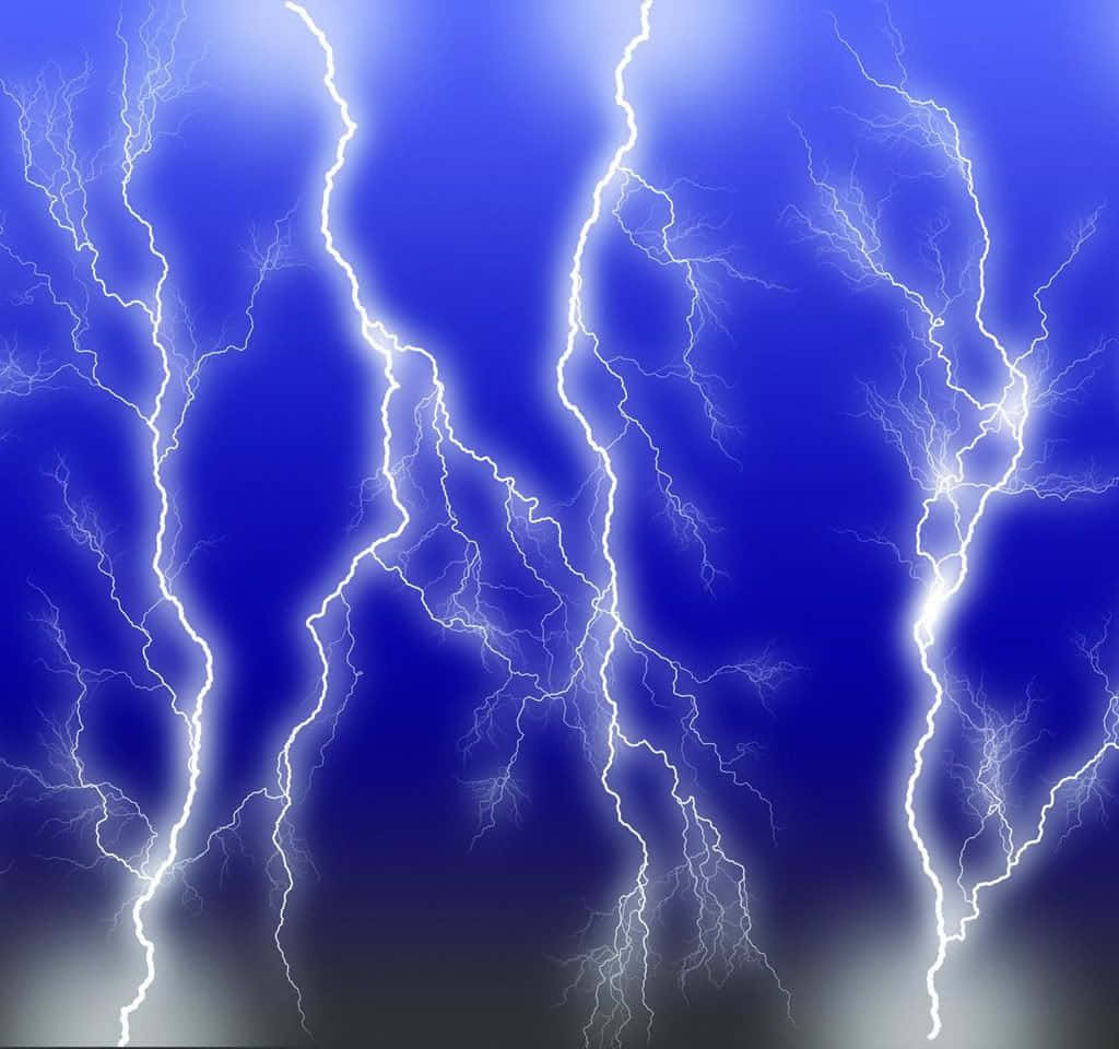 Image Blue Lightning Striking The Night Sky Wallpaper