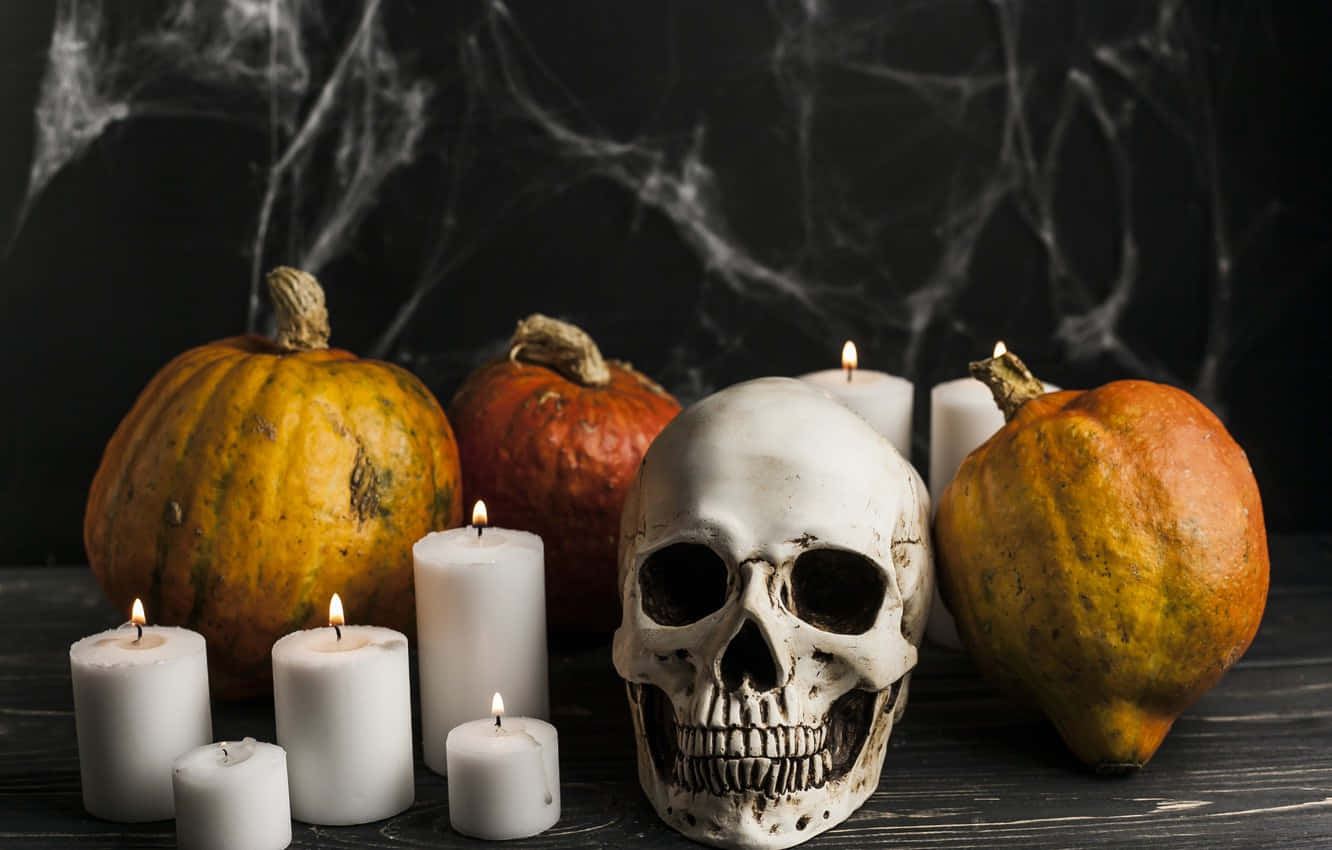 Image Spooky Halloween Candles Tucked In A Haunted House Wallpaper