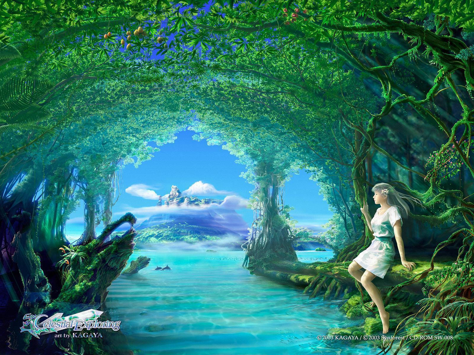 Imaginary World Girl On Lake Wallpaper