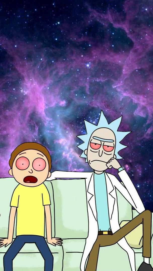 Img Rick And Morty Smoking A Big Cannabis Joint Wallpaper