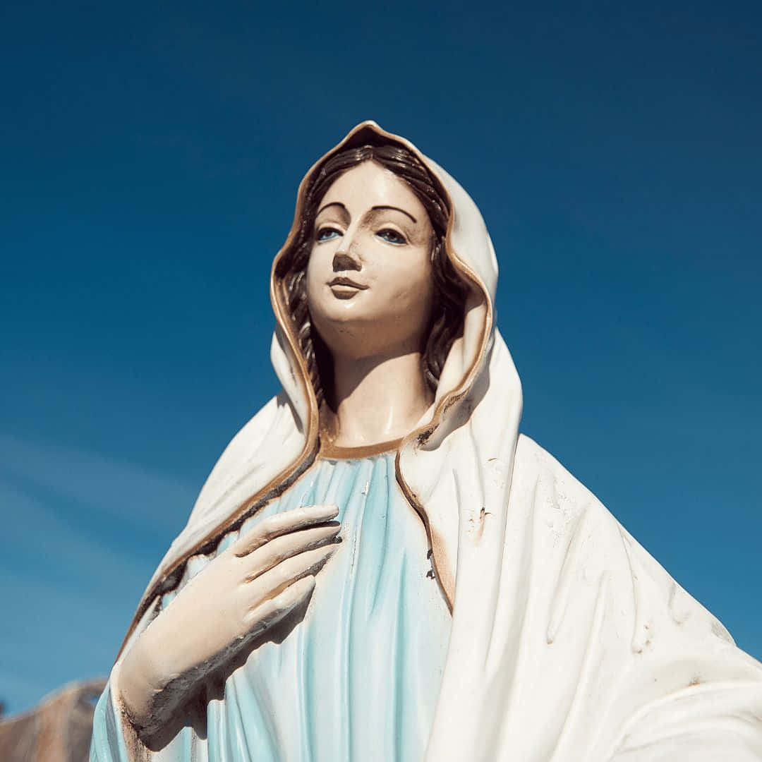 Immaculate Conception Statue Sky Background Wallpaper