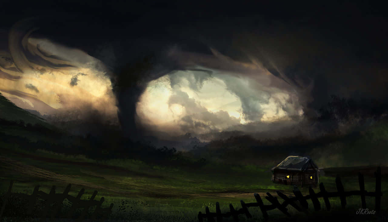 Imminent Tornado On A Farm Wallpaper