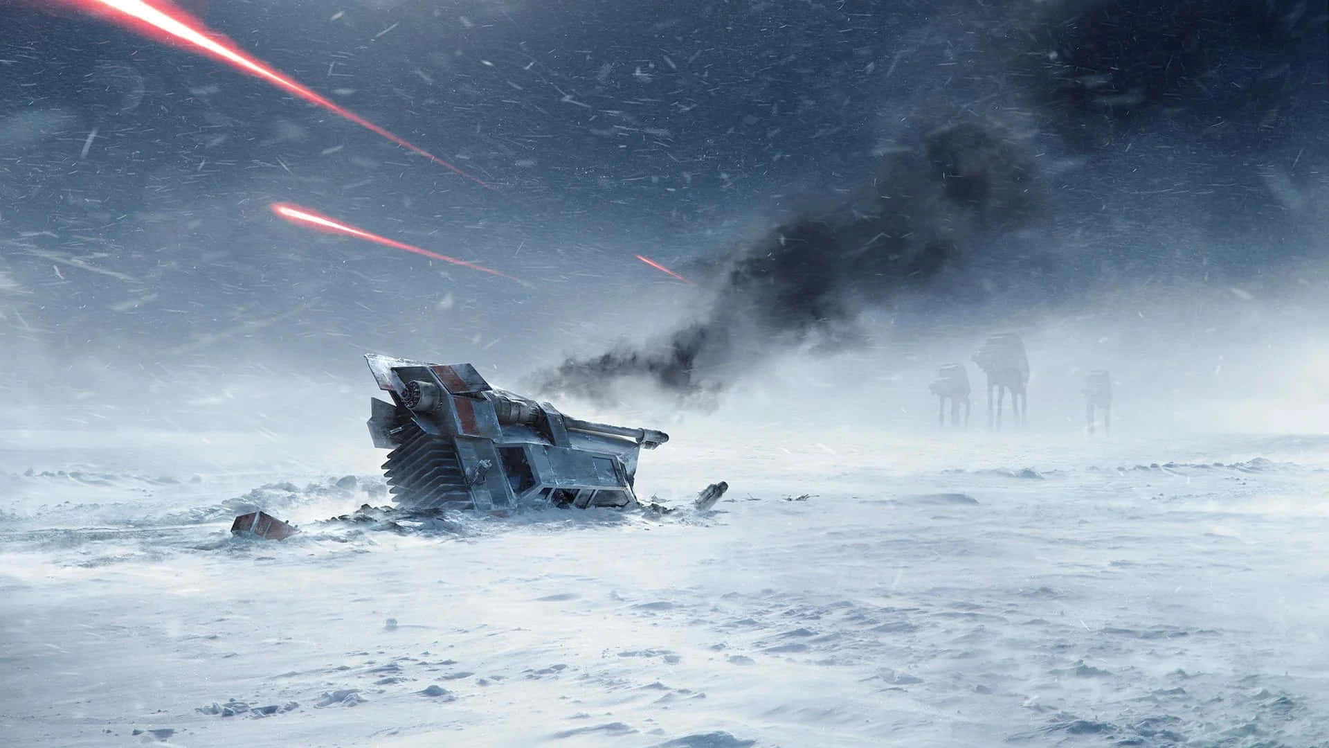 Imperial At-ats Move Into Position During The Battle Of Hoth Wallpaper