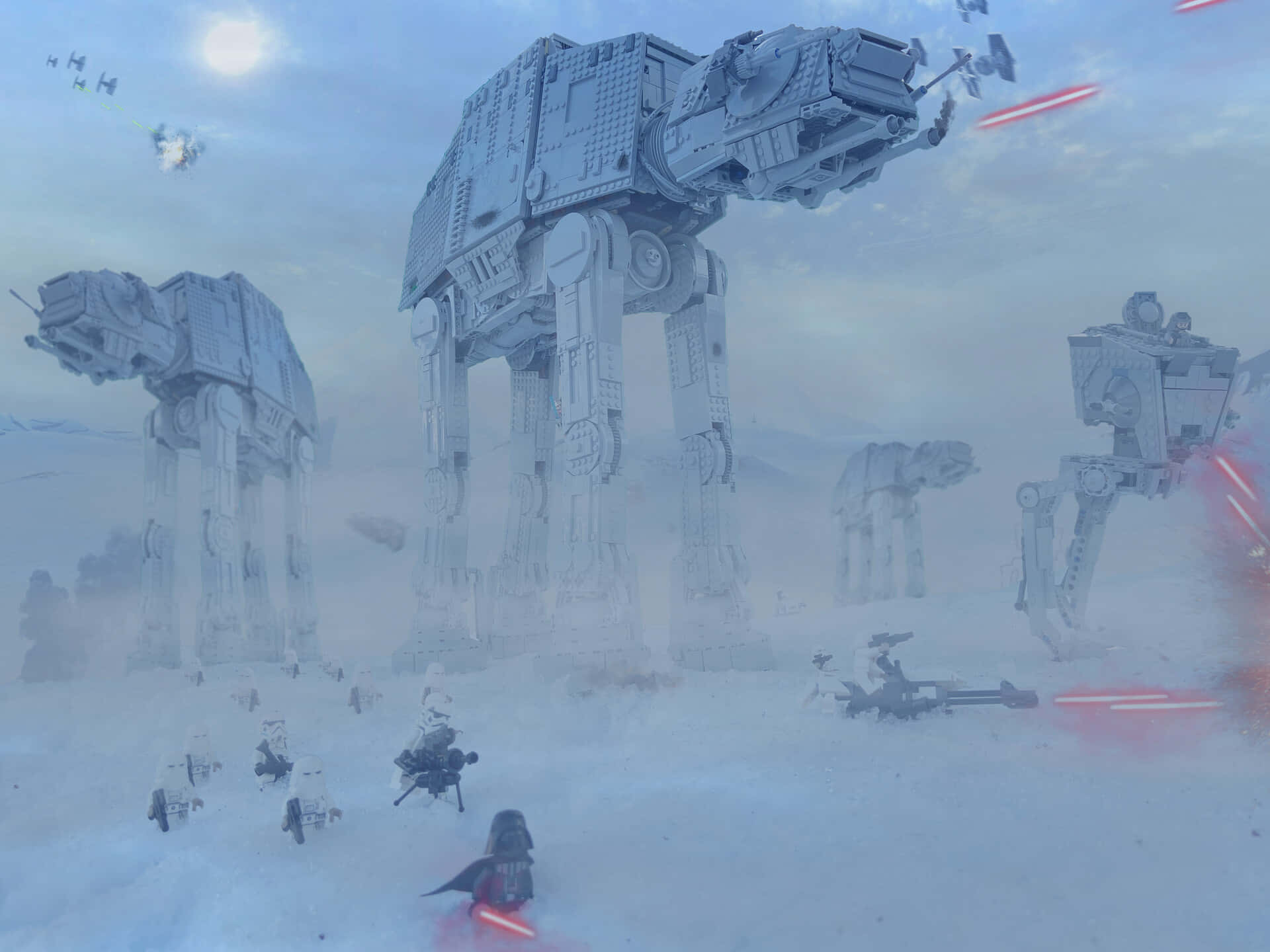 Imperial Forces And Luke Skywalker Face Off Against The Rebel Alliance In A Heated Fight, In The Battle Of Hoth Wallpaper